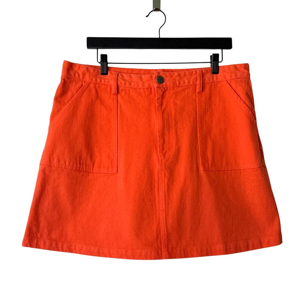 Lucy & Yak A-Line Denim Skirt in Orange Size 14